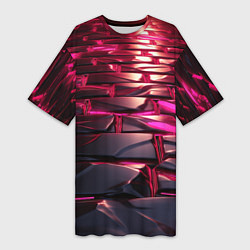 Женская длинная футболка Неоновые фиолетовые и розовые камни