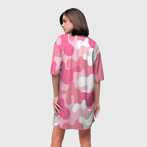 Женская длинная футболка Камуфляж розовый / 3D-принт – фото 4