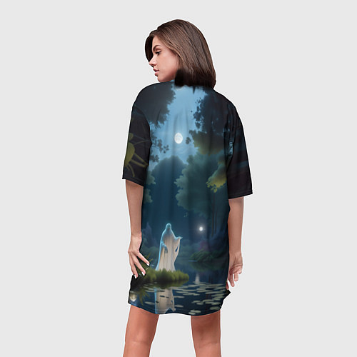 Женская длинная футболка Одинокий призрак в лесу / 3D-принт – фото 4