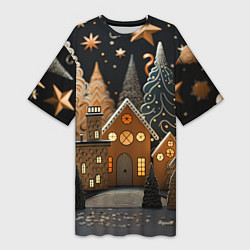 Женская длинная футболка Новогодняя ночь 2024