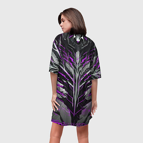 Женская длинная футболка Киберпанк доспех фиолетовый / 3D-принт – фото 4