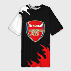 Футболка женская длинная Arsenal fc flame, цвет: 3D-принт