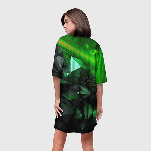 Женская длинная футболка Абстракция и зелень гармония / 3D-принт – фото 4