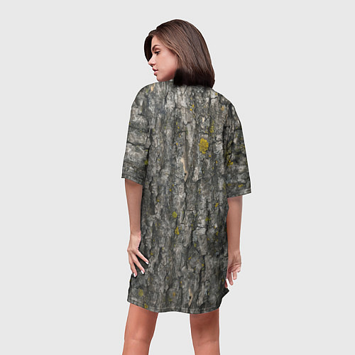 Женская длинная футболка Узор коры дерева / 3D-принт – фото 4
