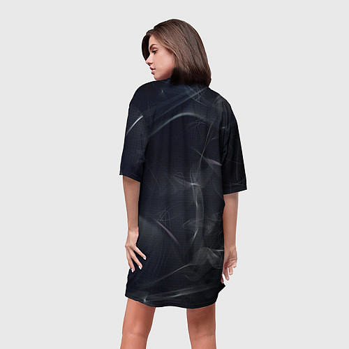Женская длинная футболка Серый дым и тьма / 3D-принт – фото 4