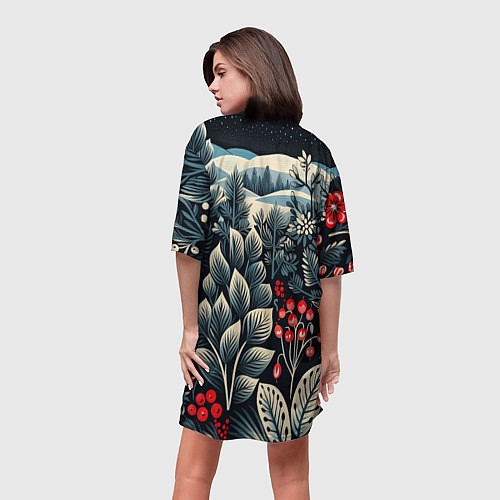 Женская длинная футболка Хрустальные рисунки / 3D-принт – фото 4