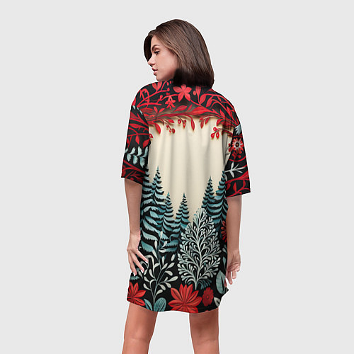 Женская длинная футболка Зимнее кружево / 3D-принт – фото 4