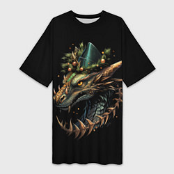 Женская длинная футболка Дракон искрящихся снегов