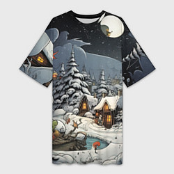 Женская длинная футболка Волшебство новогодней ночи