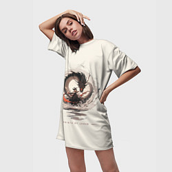 Футболка женская длинная Дева и дракон, цвет: 3D-принт — фото 2