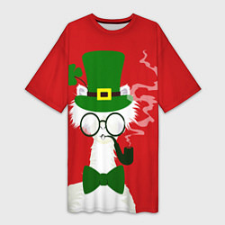 Футболка женская длинная Лама - альпака в день Патрика, цвет: 3D-принт