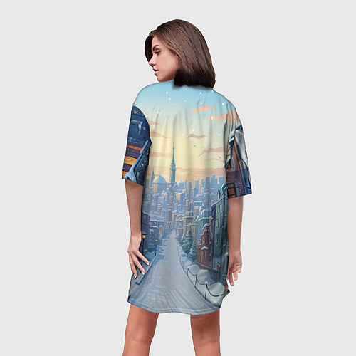 Женская длинная футболка Дракошка зеленка / 3D-принт – фото 4