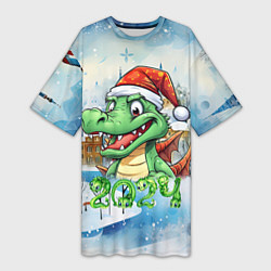 Женская длинная футболка Лесной дракоша