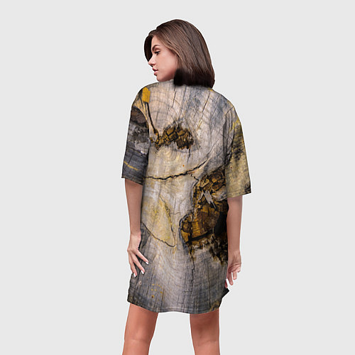 Женская длинная футболка Текстура пня сосны / 3D-принт – фото 4