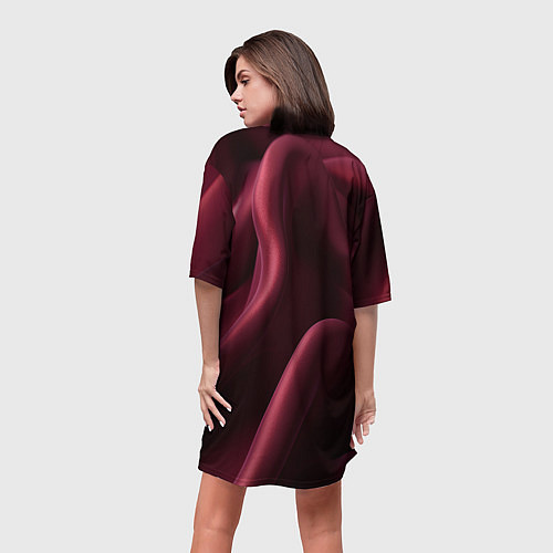 Женская длинная футболка Бордовый шелк / 3D-принт – фото 4