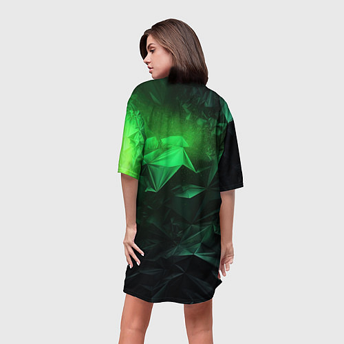 Женская длинная футболка Глубина зеленого абстракции / 3D-принт – фото 4