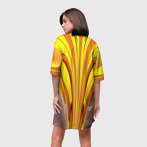 Женская длинная футболка Вытянутые желтые полосы / 3D-принт – фото 4