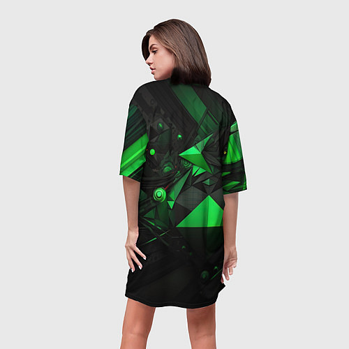 Женская длинная футболка Абстрактный лабиринт зелени / 3D-принт – фото 4