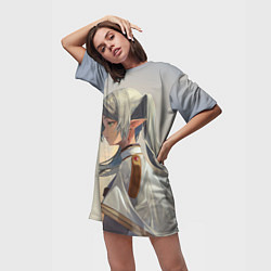 Футболка женская длинная Sou sou no friren, цвет: 3D-принт — фото 2