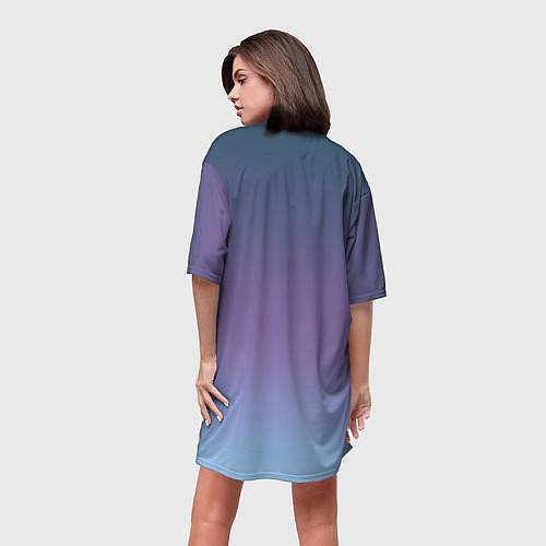 Женская длинная футболка Градиент синий фиолетовый голубой / 3D-принт – фото 4