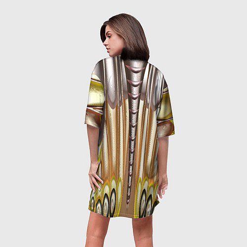 Женская длинная футболка Абстрактный рисунок по мотивам крыла бабочки / 3D-принт – фото 4