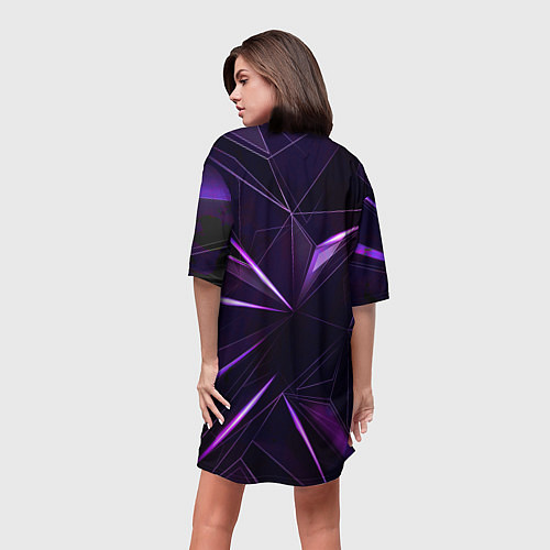 Женская длинная футболка Фиолетовый хрусталь / 3D-принт – фото 4