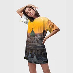 Футболка женская длинная Буэнос-Айрес, цвет: 3D-принт — фото 2