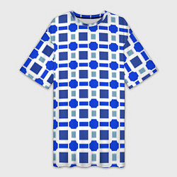 Женская длинная футболка Синие кирпичики и белые полосы