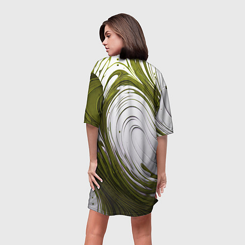 Женская длинная футболка Бело-зеленая краска / 3D-принт – фото 4