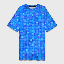 Футболка женская длинная Голубая мозаика, цвет: 3D-принт