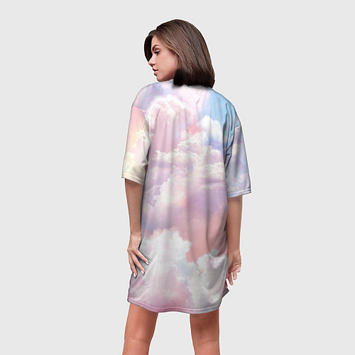 Женская длинная футболка Спыт в облаках / 3D-принт – фото 4