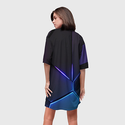 Женская длинная футболка Пурпурный разлом - абстракция / 3D-принт – фото 4