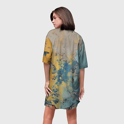 Женская длинная футболка Гранжевая стена с краской / 3D-принт – фото 4