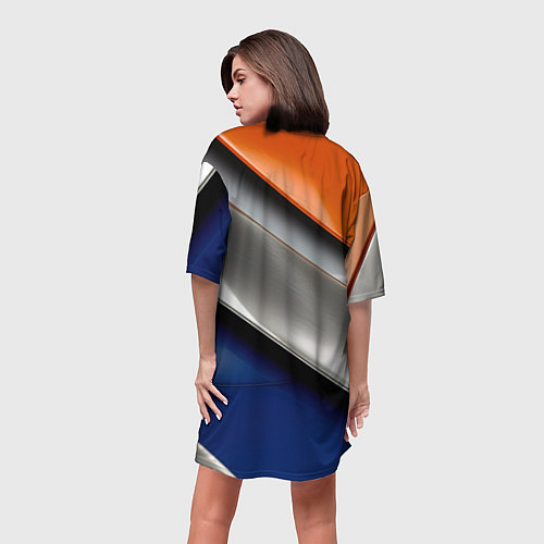 Женская длинная футболка Разноцветные полоски / 3D-принт – фото 4