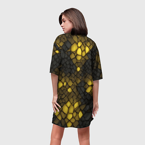Женская длинная футболка Жёлтый трескающийся камень / 3D-принт – фото 4