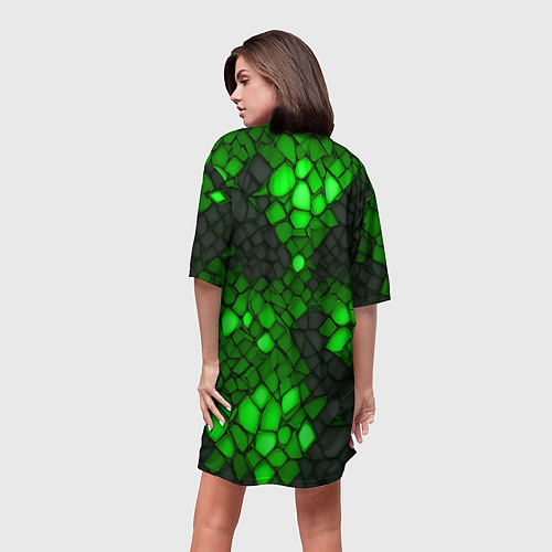 Женская длинная футболка Зелёный трескающийся камень / 3D-принт – фото 4