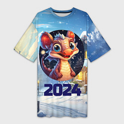 Женская длинная футболка Миниатюрный представитель зимы