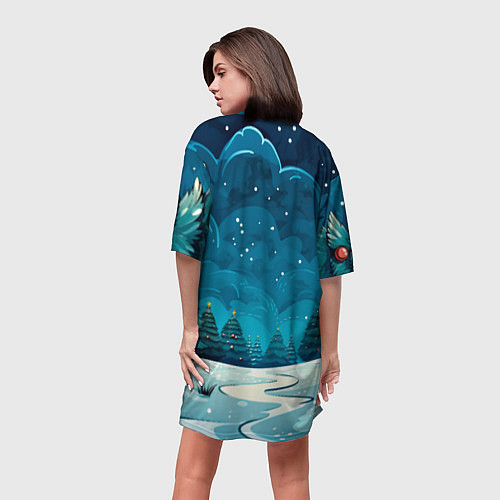 Женская длинная футболка Маленький пушистый дракошка / 3D-принт – фото 4