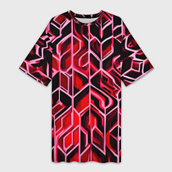 Женская длинная футболка Красный узор