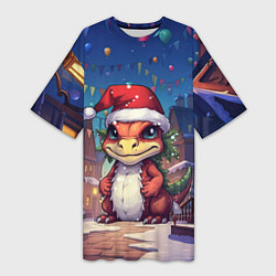 Женская длинная футболка Маленький милый дракон 2024