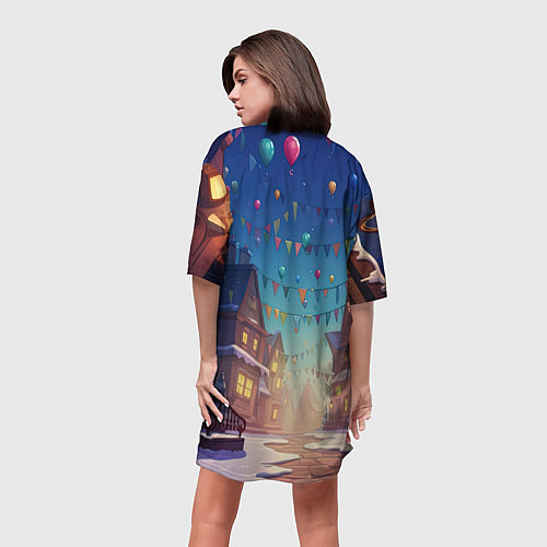 Женская длинная футболка Маленький милый дракон 2024 / 3D-принт – фото 4