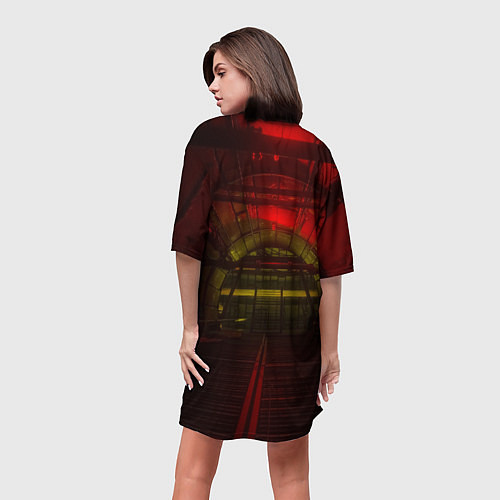 Женская длинная футболка STALKER 2 подземная лаборатория / 3D-принт – фото 4