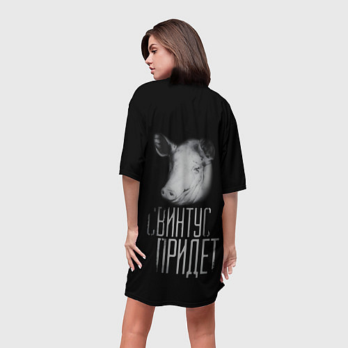 Женская длинная футболка Свинтус придёт / 3D-принт – фото 4