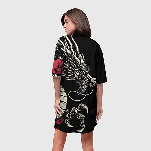 Женская длинная футболка Japanese dragon - irezumi - art / 3D-принт – фото 4