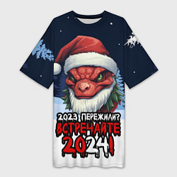 Женская длинная футболка Красный злой дракон 2024