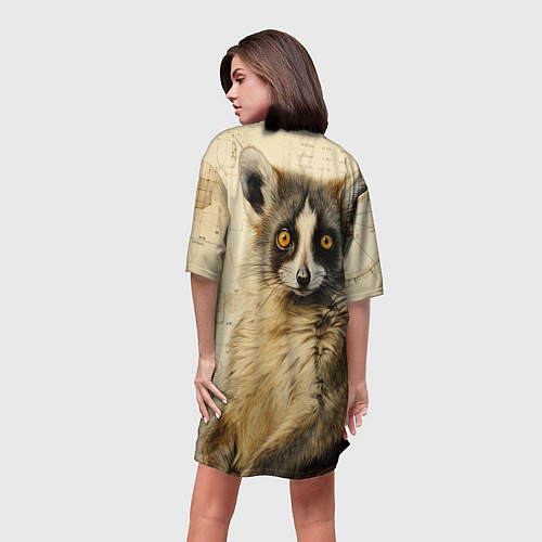 Женская длинная футболка Лемур в стиле диаграмм Давинчи / 3D-принт – фото 4