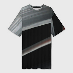 Футболка женская длинная Black grey abstract, цвет: 3D-принт