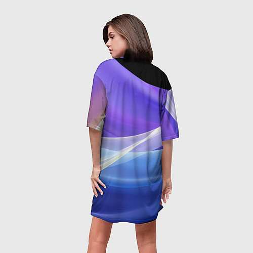 Женская длинная футболка Фиолетовая и голубая абстракция / 3D-принт – фото 4