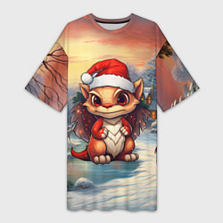 Женская длинная футболка Новый год 2024 символ года дракон