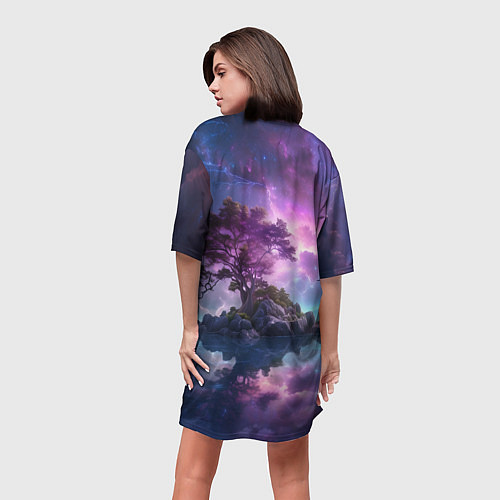 Женская длинная футболка Волшебный остров / 3D-принт – фото 4